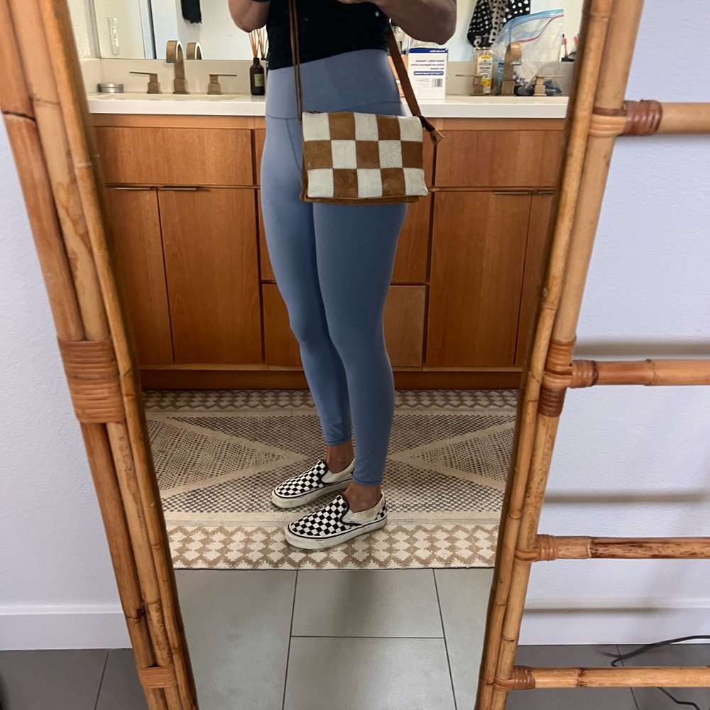 Latico Brown and White Checkered Crossbody Bag